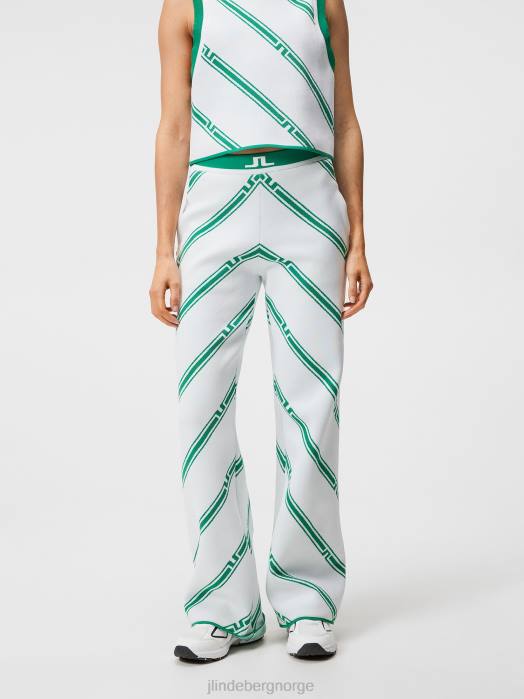 J.Lindeberg kvinner emmie strikket bukse grønn skjev stripe klær F8641726