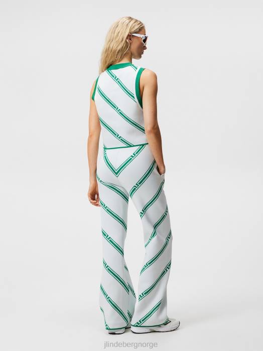 J.Lindeberg kvinner emmie strikket bukse grønn skjev stripe klær F8641726