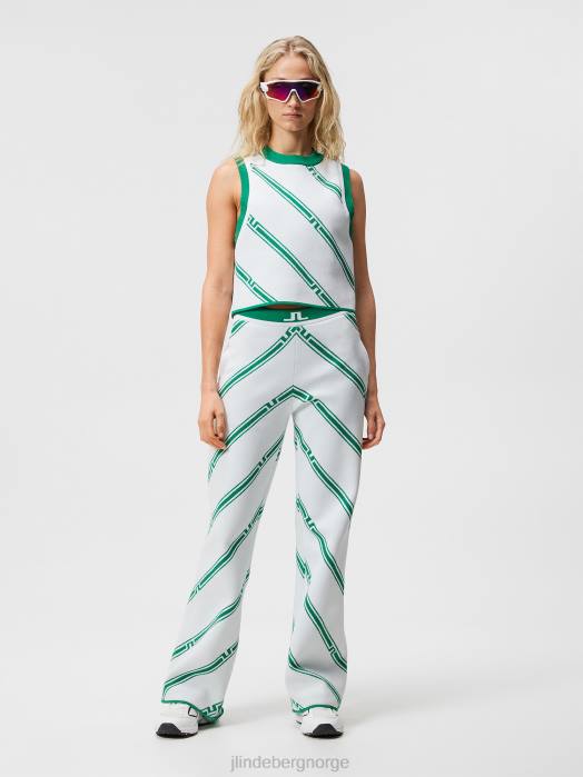 J.Lindeberg kvinner emmie strikket bukse grønn skjev stripe klær F8641726