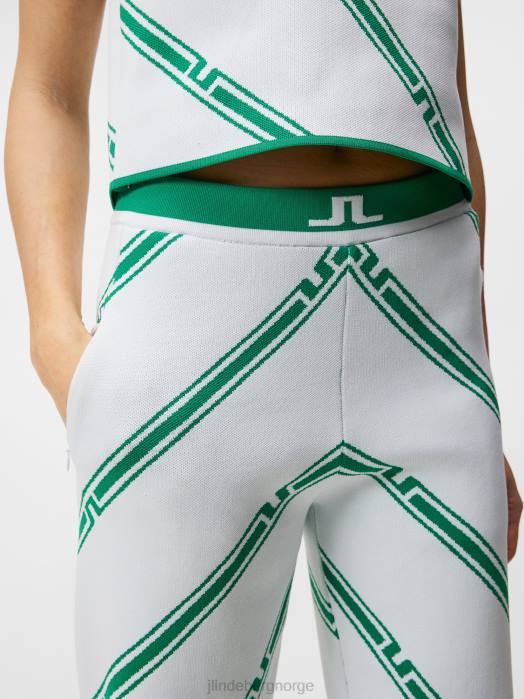 J.Lindeberg kvinner emmie strikket bukse grønn skjev stripe klær F8641726