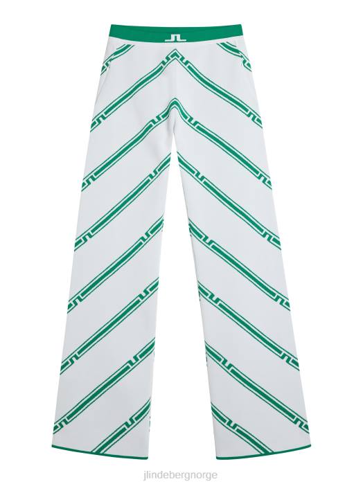 J.Lindeberg kvinner emmie strikket bukse grønn skjev stripe klær F8641726