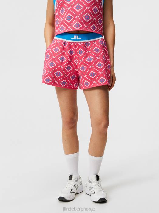J.Lindeberg kvinner flare strikkede shorts blå diamantlogo klær F8641720