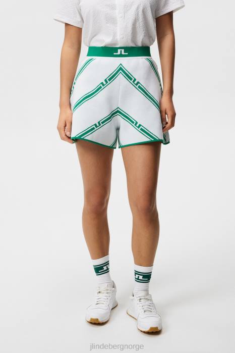 J.Lindeberg kvinner flare strikkede shorts grønn skjev stripe klær F8641721