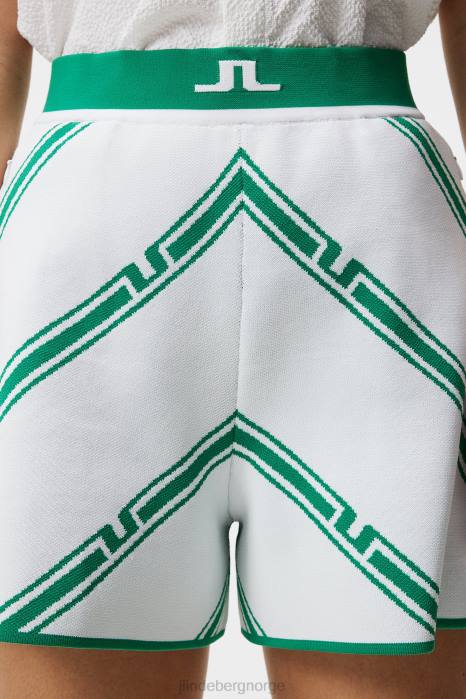 J.Lindeberg kvinner flare strikkede shorts grønn skjev stripe klær F8641721