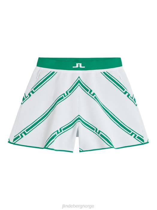 J.Lindeberg kvinner flare strikkede shorts grønn skjev stripe klær F8641721