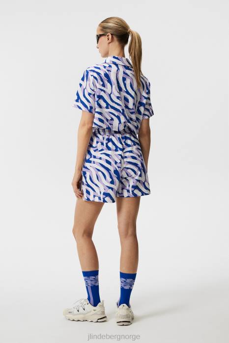 J.Lindeberg kvinner shorts med diana-trykk lilla malt sebra klær F8641714