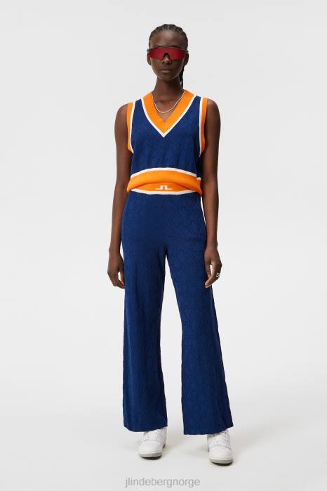 J.Lindeberg kvinner wanda strikket bukse eiendom blå klær F8641696