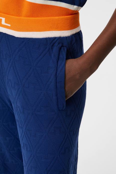 J.Lindeberg kvinner wanda strikket bukse eiendom blå klær F8641696