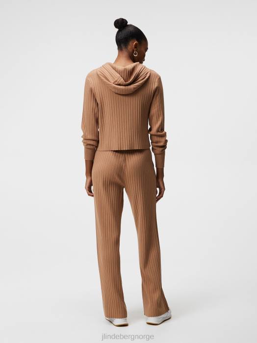 J.Lindeberg kvinner zania strikket bukse tiger brun klær F8641724