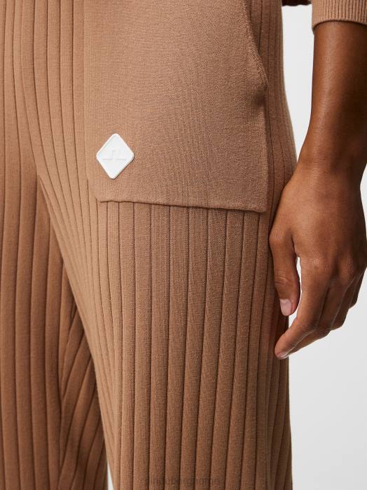 J.Lindeberg kvinner zania strikket bukse tiger brun klær F8641724