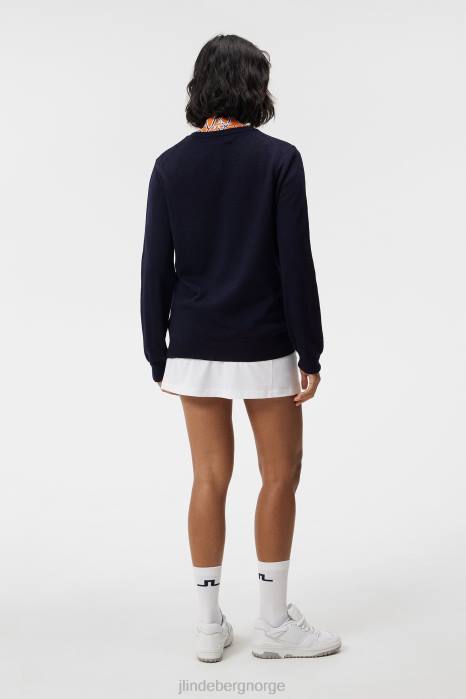 J.Lindeberg kvinner amaya strikket genser marinen klær F8641809