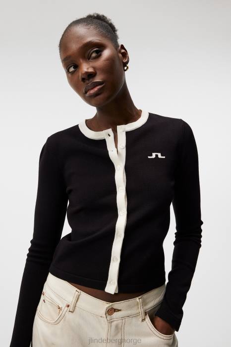 J.Lindeberg kvinner freda strikket cardigan svart klær F8641832