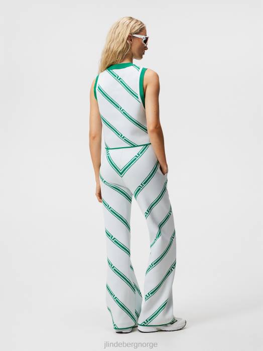 J.Lindeberg kvinner freja strikket topp grønn skjev stripe klær F8641838