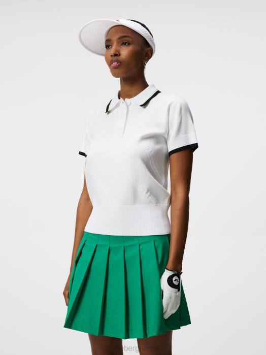 J.Lindeberg kvinner katte strikket skjorte hvit klær F8641841