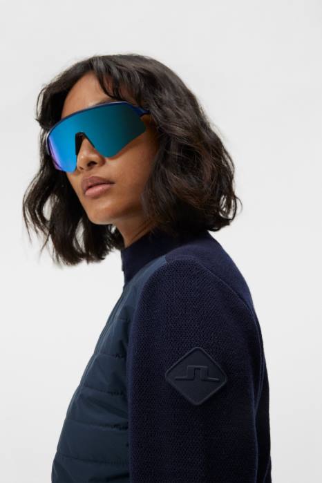 J.Lindeberg kvinner wren strikket hybridjakke marinen klær F8641807