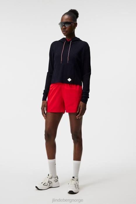 J.Lindeberg kvinner zania strikket hettegenser marinen klær F8641833