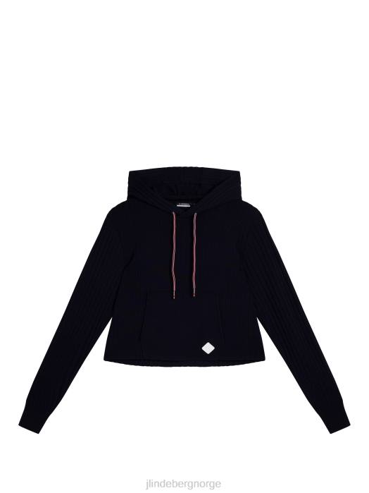 J.Lindeberg kvinner zania strikket hettegenser marinen klær F8641833