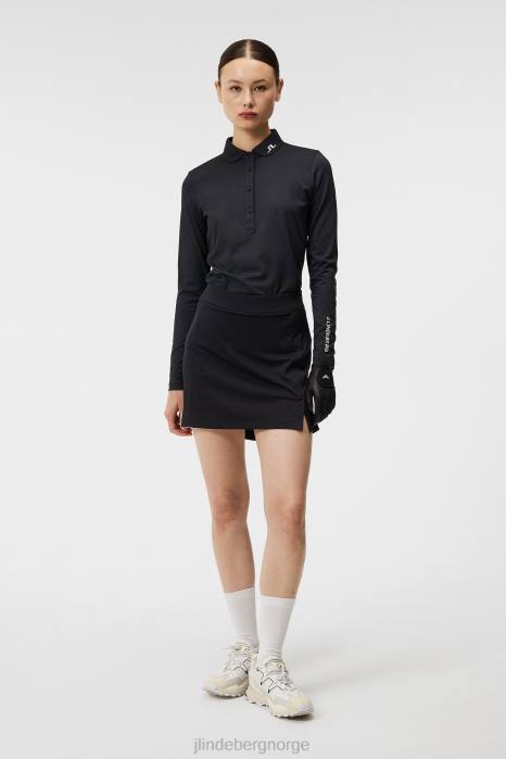 J.Lindeberg kvinner amelie mellomlangt skjørt svart klær F8641582