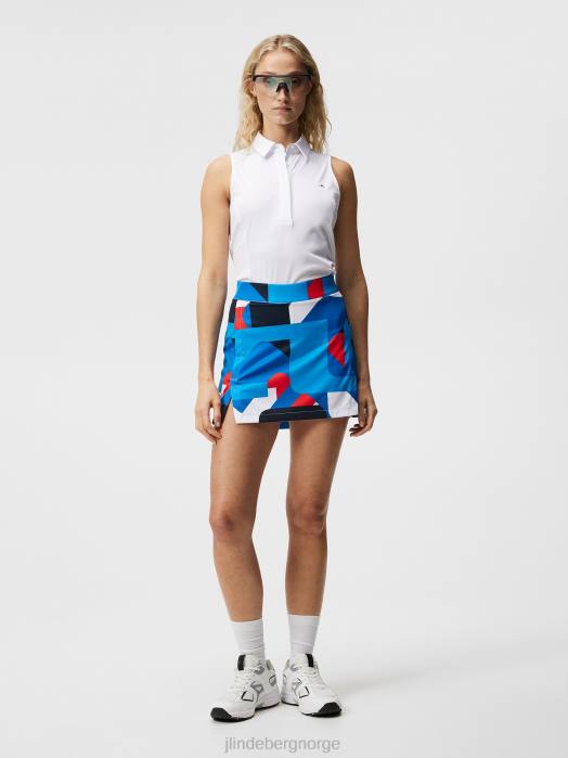 J.Lindeberg kvinner amelie skjørt med mellomtrykk strålende blå storbro klær F8641639