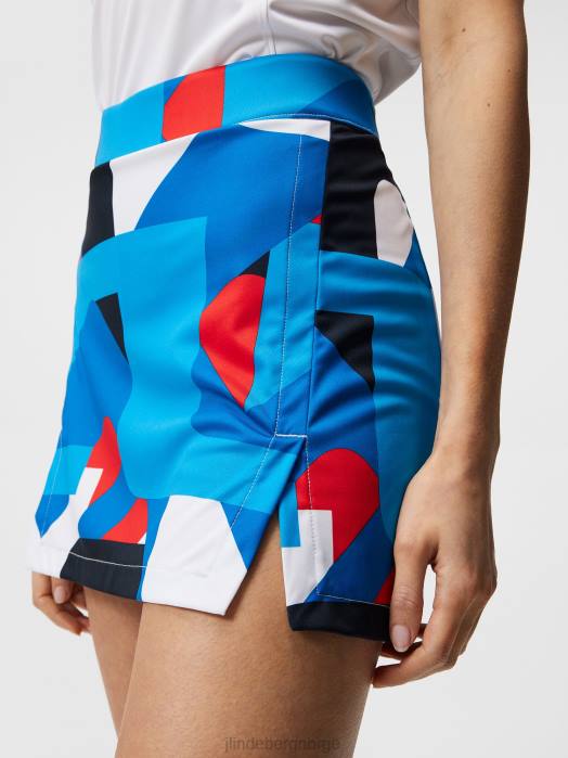 J.Lindeberg kvinner amelie skjørt med mellomtrykk strålende blå storbro klær F8641639