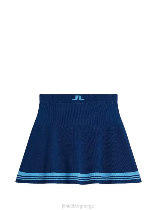 J.Lindeberg kvinner frida stripe strikket skjørt eiendom blå klær F8641559