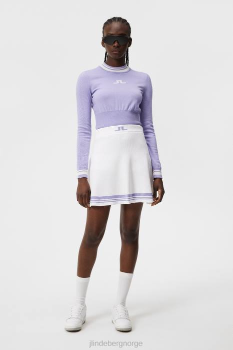 J.Lindeberg kvinner frida stripe strikket skjørt hvit klær F8641557