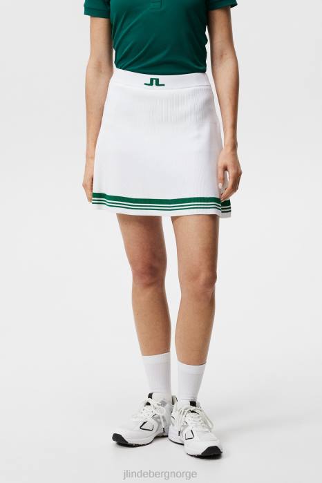 J.Lindeberg kvinner frida stripe strikket skjørt hvit klær F8641621