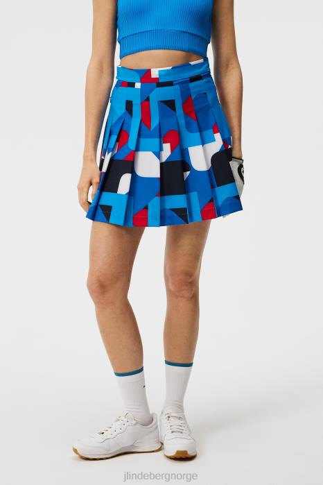 J.Lindeberg kvinner skjørt med adina-trykk strålende blå storbro klær F8641676