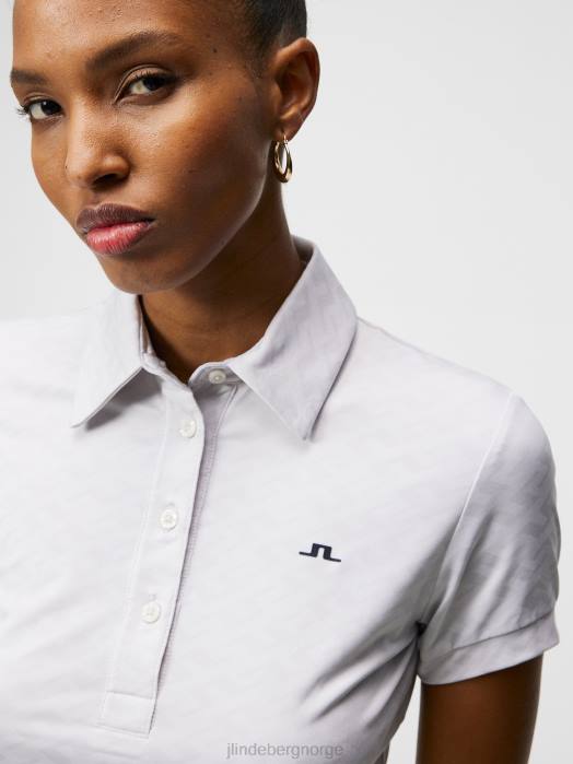 J.Lindeberg kvinner alaya jacquard polo lysegrå klær F8641541