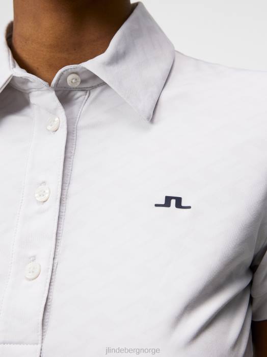 J.Lindeberg kvinner alaya jacquard polo lysegrå klær F8641541