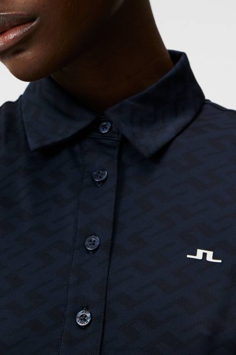 J.Lindeberg kvinner alaya jacquard polo marinen klær F8641542