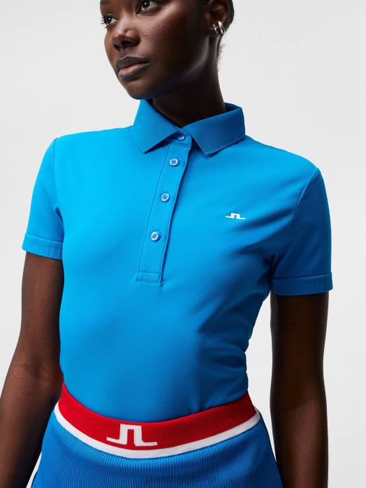 J.Lindeberg kvinner barbara polo strålende blå klær F8641503