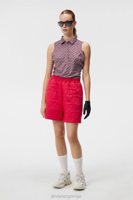 J.Lindeberg kvinner dena print polo micro bridge rose rød klær F8641356