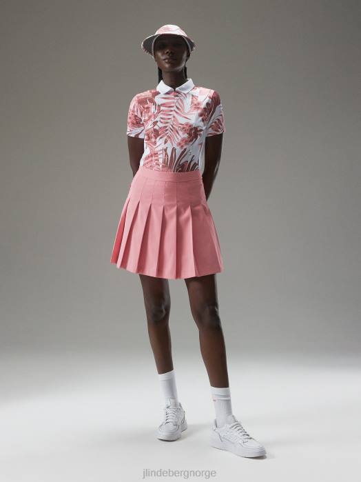 J.Lindeberg kvinner evelina print polo hibiskus rosa klær F8641543