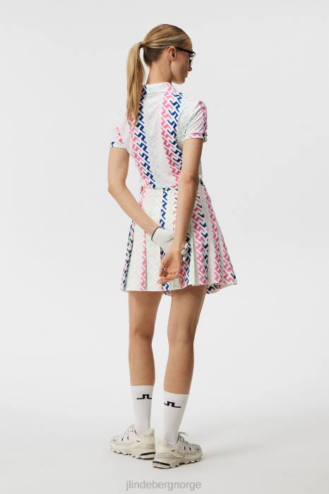 J.Lindeberg kvinner hailey print polo rosamalt bro klær F8641385