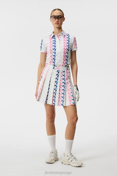 J.Lindeberg kvinner hailey print polo rosamalt bro klær F8641385