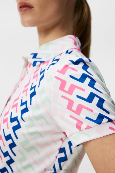 J.Lindeberg kvinner hailey print polo rosamalt bro klær F8641385