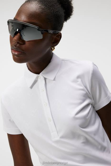 J.Lindeberg kvinner henrietta preget polo hvit klær F8641425