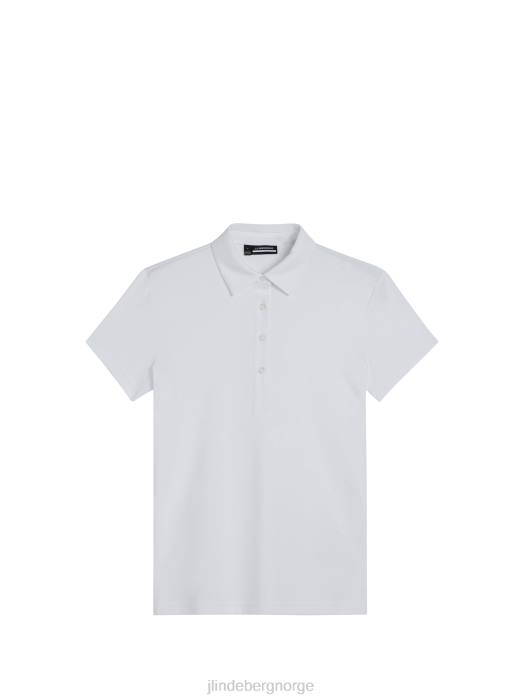 J.Lindeberg kvinner henrietta preget polo hvit klær F8641425