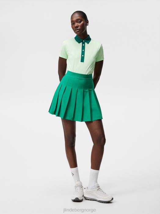 J.Lindeberg kvinner henrietta preget polo patina grønn klær F8641424