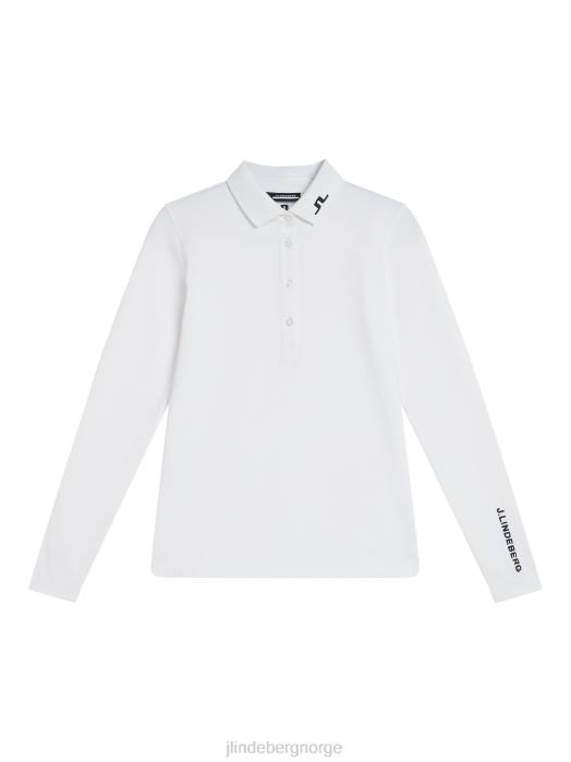 J.Lindeberg kvinner tour tech langermet polo hvit klær F8641337