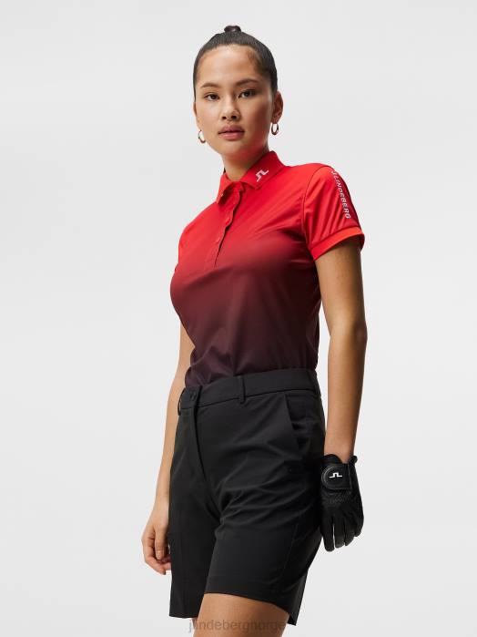 J.Lindeberg kvinner tour tech print polo brennende solnedgang blekner klær F8641464