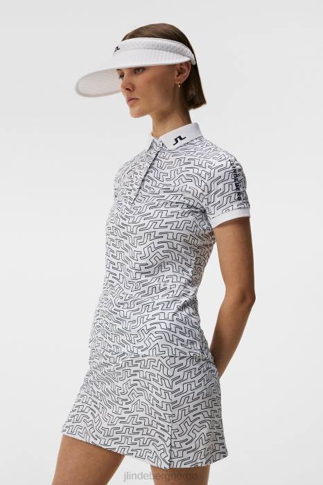 J.Lindeberg kvinner tour tech print polo hvit brosvirvel klær F8641460