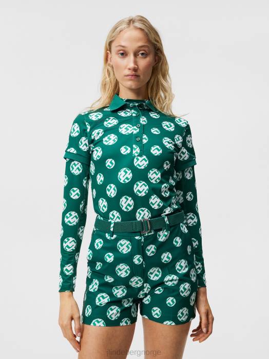 J.Lindeberg kvinner tour tech print polo regnskog sfære prikk klær F8641458