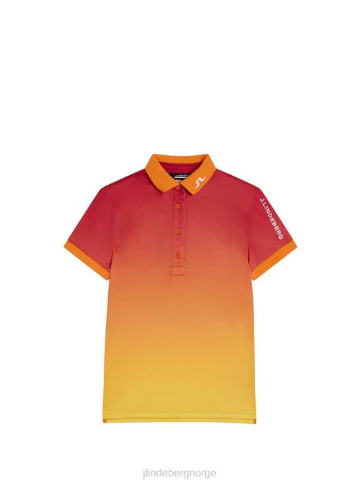J.Lindeberg kvinner tour tech print polo solnedgangen blekner klær F8641461