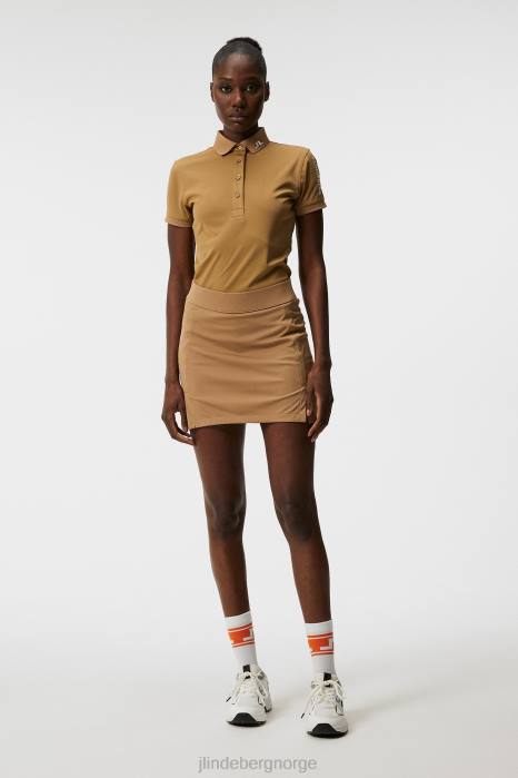 J.Lindeberg kvinner tur tech polo tiger brun klær F8641467