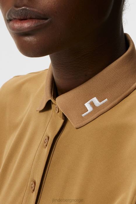 J.Lindeberg kvinner tur tech polo tiger brun klær F8641467