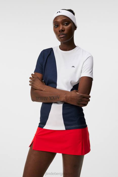 J.Lindeberg kvinner store flekker tee marinen klær F8641427