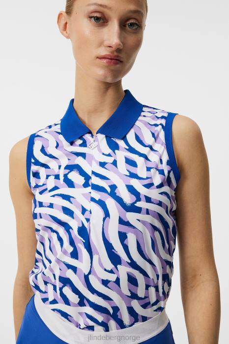 J.Lindeberg kvinner annie topp lilla malt sebra klær F8641398