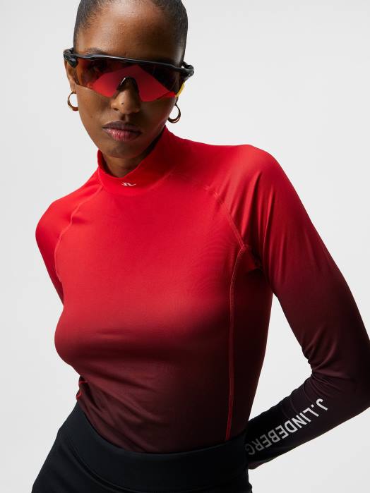 J.Lindeberg kvinner asa trykk komprimering topp brennende solnedgang blekner klær F8641486